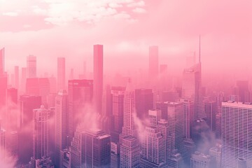 modern pink metropolitan cityscape.