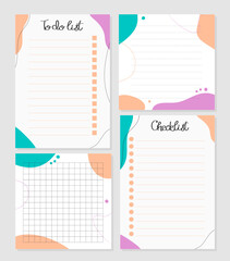 To do list, note, memo, checklist. Set of templates with pattern in trendy color of the 2024 peach fuzz. Vector illustration for agenda, planners, notebooks, cards and other stationery. Layout A5