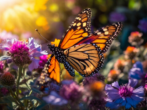 Beautiful image in nature of  butterfly on flower.