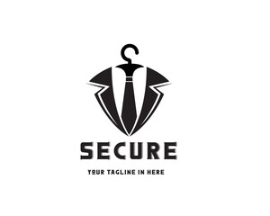 tuxedo business secure care shield protect logo design template illustration inspiration