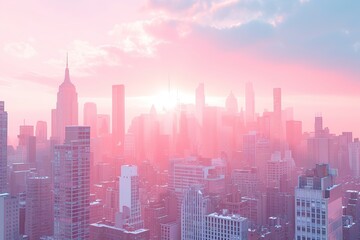 Fototapeta premium modern pink metropolitan cityscape.