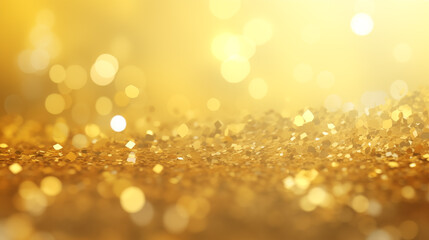 Fototapeta premium gold glitter vintage lights bokeh lights with confetti 