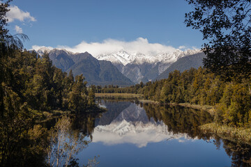 Fototapeta na wymiar Matheson Lake with Mount Cook reflected. New Zealand