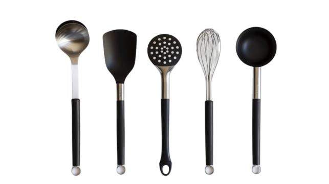 Set of kitchen utensils on white background