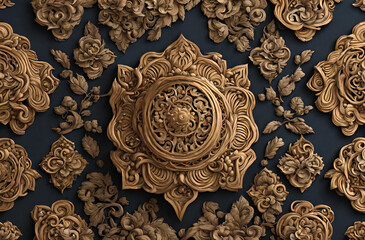 A Thai art pattern with a wood color