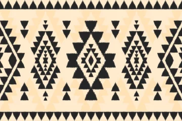Photo sur Plexiglas Style bohème Carpet ethnic ikat pattern art. Geometric ethnic ikat seamless pattern in tribal. Mexican style. Design for background, wallpaper, illustration, fabric, clothing, carpet, textile, batik, embroidery.