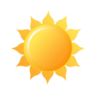 Vector isolated weather app icon with yellow sun. Interface elements in flat design. For web banner