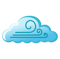 Vector isolated weather app icon with blue windy cloud. Interface elements in flat design. For web