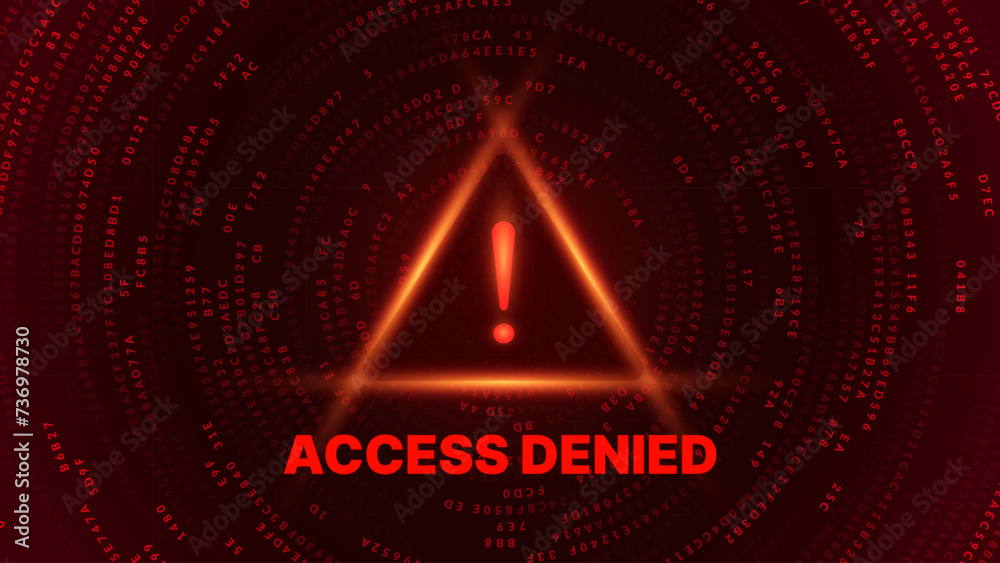 Fototapete Access Denied. Hacker Interface Screen. High Tech UI Window. Hacking Sci-Fi HUD Warning. Vector Illustration.