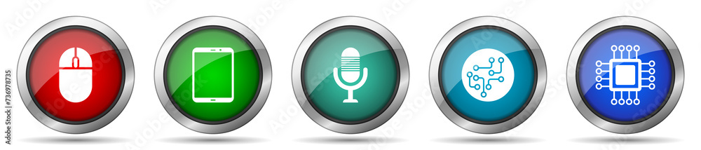 Poster technology icon set, miscellaneous icons such as computer mouse, tablet, microphone, chip and cpu, s