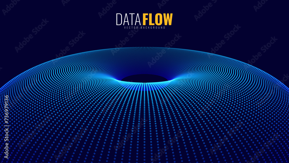 Leinwandbilder Digital Big Data Flow Vector Background. Big Data Technology Lines. Abstract Science Technology Illustration. Big Data Neural Network Background Concept. AI Visualization Concept.