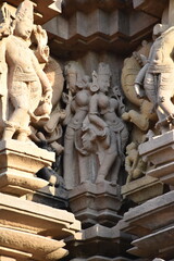 Fototapeta na wymiar Dulhadev temple architecture at Khajuraho in INia