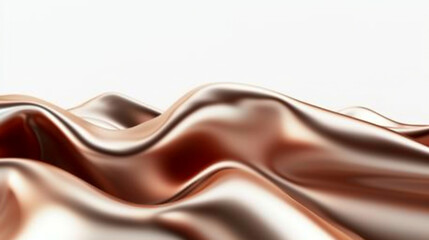 Naklejka premium close-up of a shiny satin fabric, flowing gracefully, reflecting light off its smooth surface, and revealing its luxurious sheen against a white backdrop