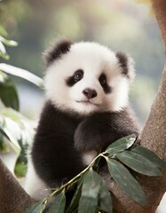 Fototapeta premium giant panda and bamboo forest