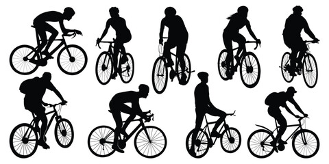 Cycle Riding Silhouettes vector illustration
