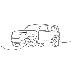 Single continous line art of 4x4 car © dr.lines