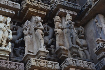 Fototapeta na wymiar Dulhadev temple architecture at Khajuraho in INia