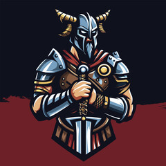 HIGH QUALITY LOGO ESPORT SKULL WARRIOR ILLUSTRATION 
