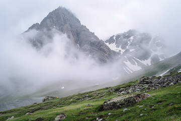 Fog in the mountain.AI generated