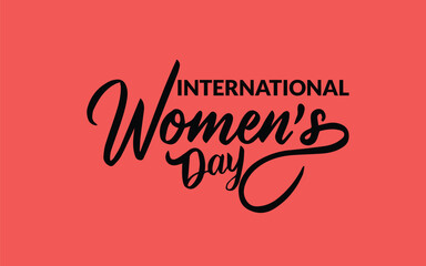 International Women's Day typography, Vector illustration, black text pink background - obrazy, fototapety, plakaty