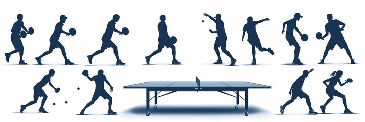 silhouettes of table tennis players.