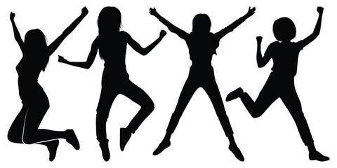 Enjoying or Jumping Silhouettes vector art