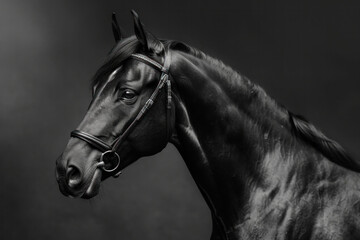 A Black and White Photo of a Horse