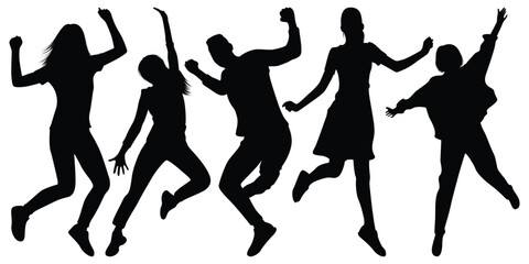 Enjoying or Jumping Silhouettes vector art