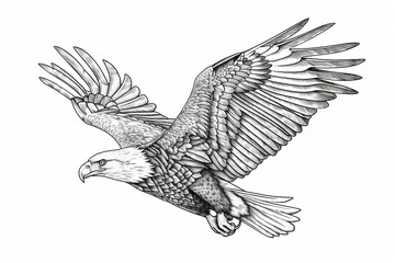 Coloring page of flying eagle 