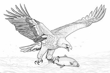 Coloring page of flying eagle 