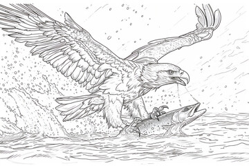 Coloring page of flying eagle 