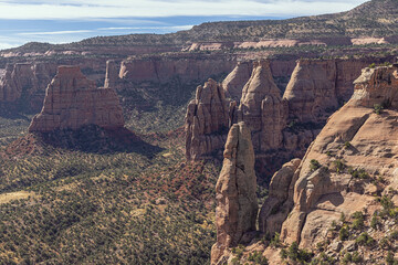 Close up of Sentinel Spire aside the Canyon Rim Trail, near the Saddlehorn Visitor Center in the...