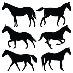 Animal Horse Running Silhouettes vector