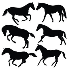Animal Horse Running Silhouettes vector