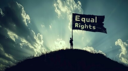 Equal Rights Banner: A silhouette of a banner with the words 