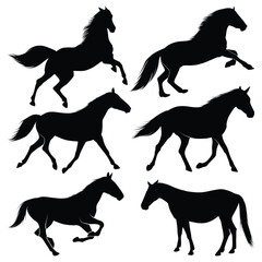 Animal Horse Running Silhouettes vector