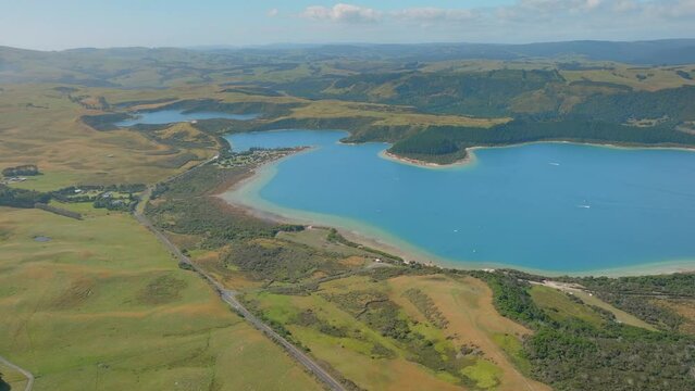 Aerial view of Kai Iwi lakes, Dargaville, Northland, New Zealand