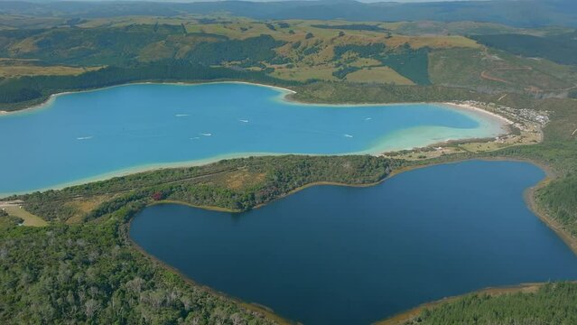 Aerial view of Kai Iwi lakes, Dargaville, Northland, New Zealand