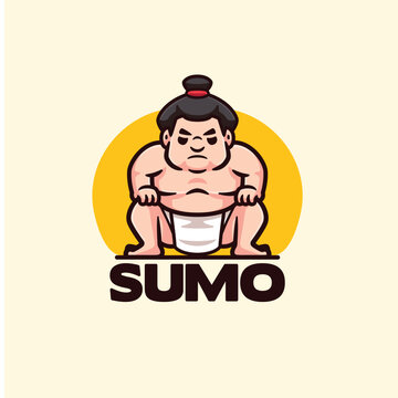 Sumo mascot cartoon character logo design