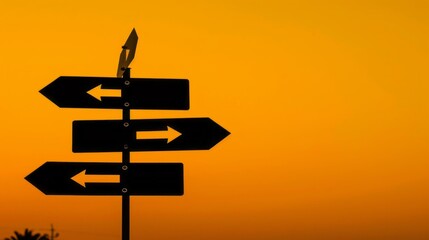Equal Opportunity Road Sign: A silhouette of a road sign with arrows pointing in different directions, symbolizing equal opportunities for all individuals regardless of their background 
