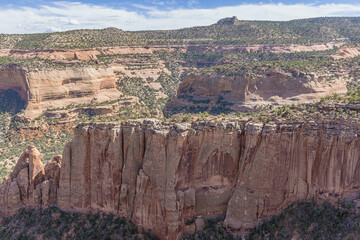 Colorful red cliffs at Artists Point in the Colorado National Monument
