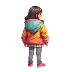 Cute girl wearing multicolor hoodie back view tshirt design