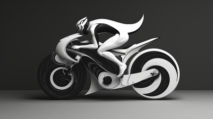 surreal logo racing motorcycle black and white. clean dark background