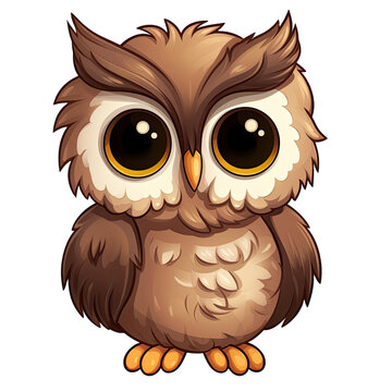 Cute Happy Owl Emoji on transparent background