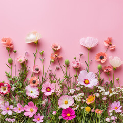 Beautiful composition spring flowers. Bouquet of pink tulips flowers on pastel pink background. Valentine's Day, Easter, Birthday, Happy Women's Day, Mother's Day. Generative AI