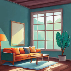 Room and windows illustration 