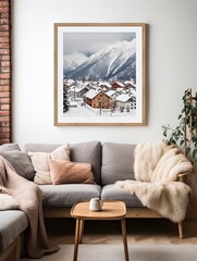 Snowy Villages: Alpine Winter Framed Landscape Print in Magical Frame