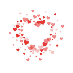 Red hearts scattered on white background.