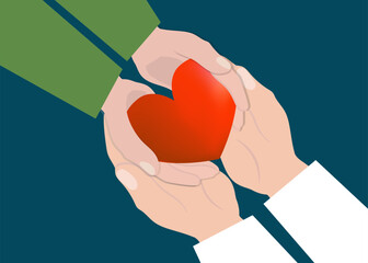Close up of hands holding red heart  - 737001515