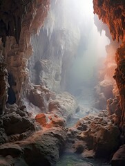 Misty Morning Scenes of Crystal Cave's Enchanting Formations